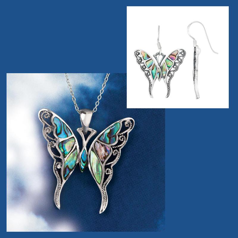 Good Fortune Butterfly Necklace and Earring Set